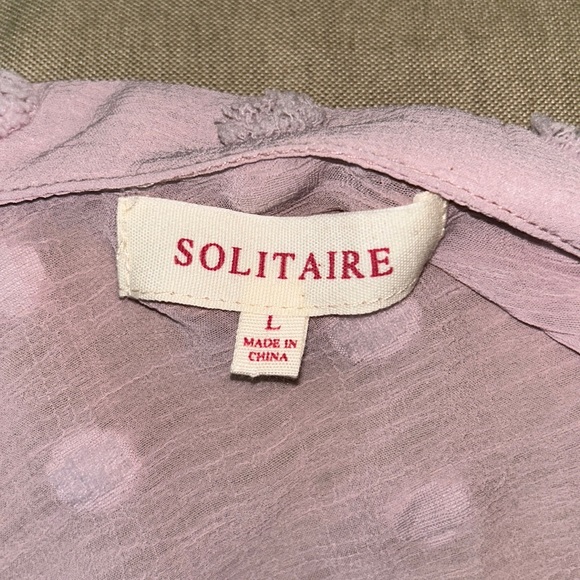 Solitaire Blush Pink Chenille Dot Faux Wrap Crop Blouson Top - L - Picture 9 of 12